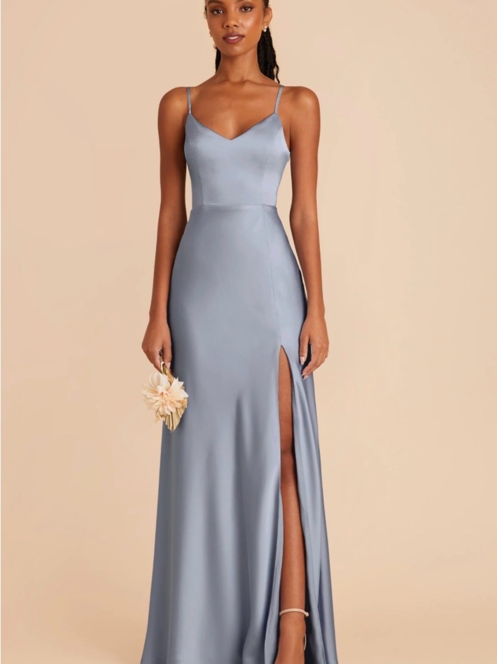 Birdy Grey Satin Formal Gown - Dusty Blue - Jay Dress